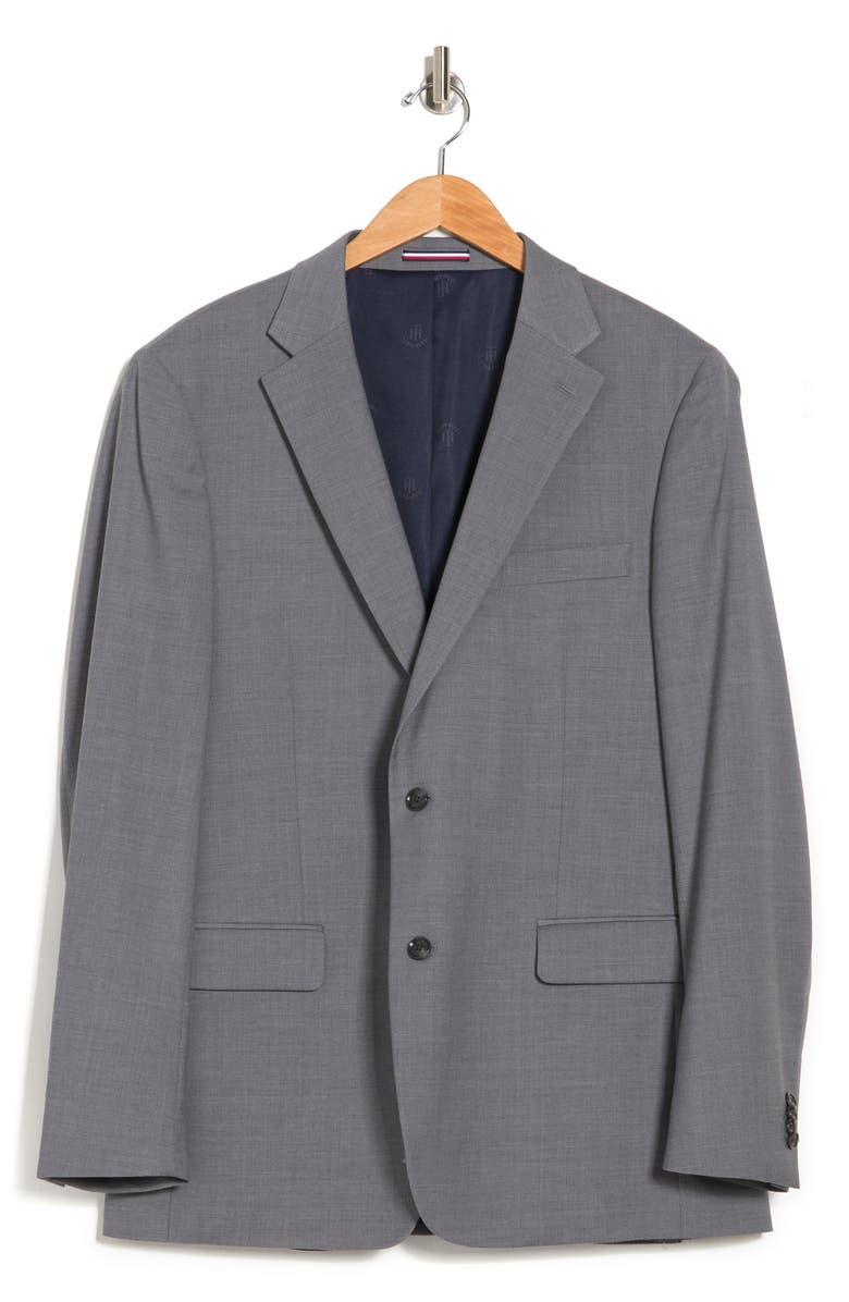Tommy Hilfiger Tommy Sharkskin Two Button Notch Lapel Wool Blend Suit Separates Jacket, Alternate, color, Grey