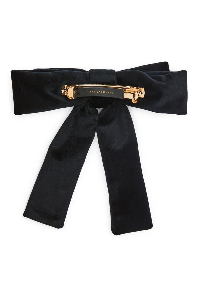 Antoinette Faux Pearl Bow Hair Clip, Alternate, color, JET