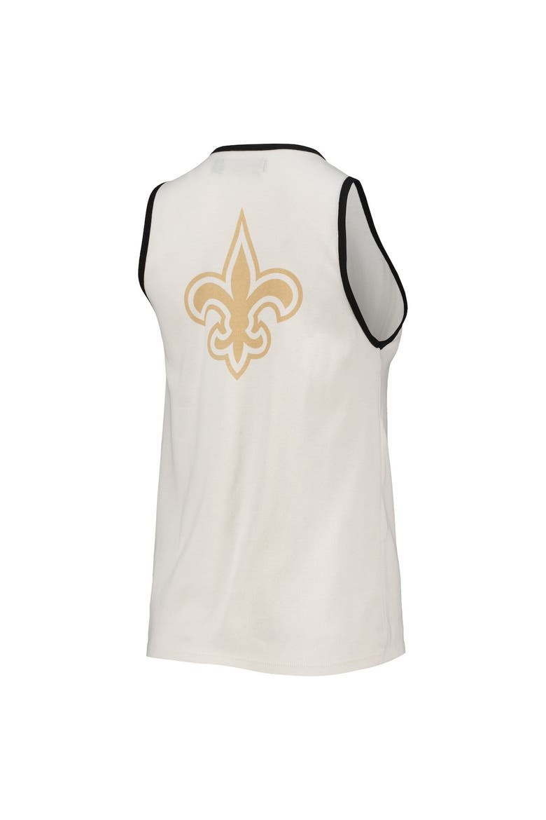 Women's Junk Food White/Black New Orleans Saints Throwback Pop Binding Scoop Neck Tank Top, Alternate, color, White