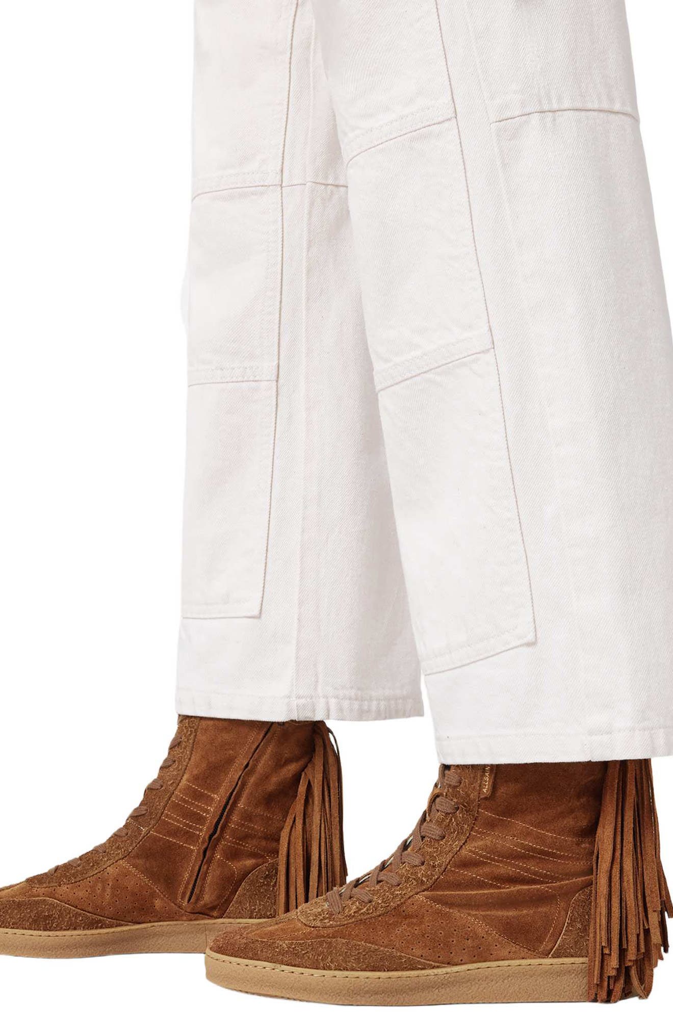 AllSaints Louise Fringe High Top Sneaker, Alternate, color, Tan Brown