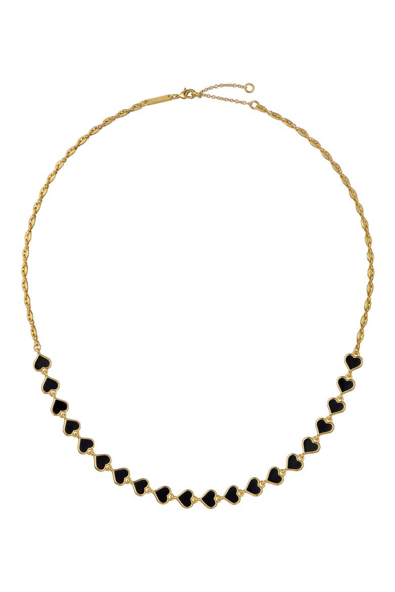 Hazel Enamel Heart Chain Necklace, Main, color, GOLD TONE BLACK