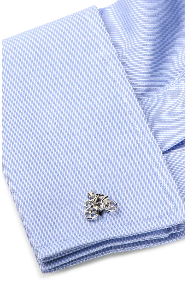 Cyclist Cuff Links, Alternate, color, SILVER