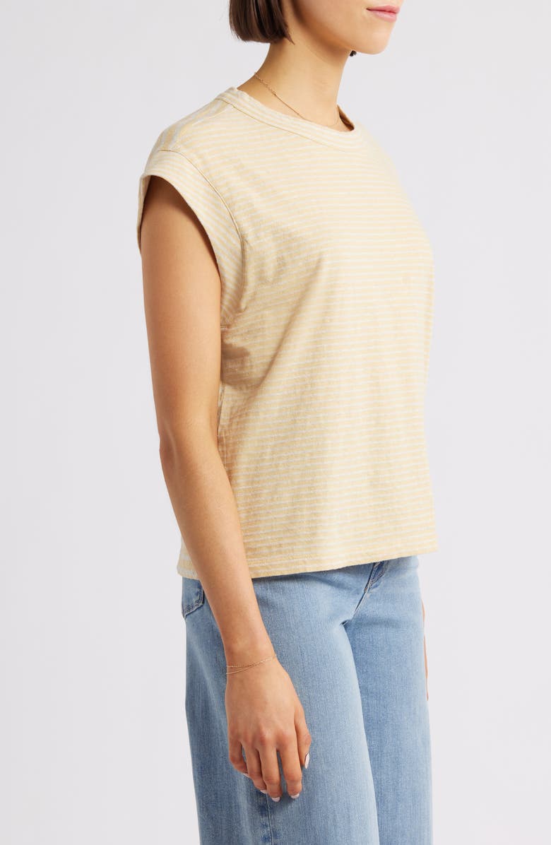 Madewell Stripe Boxy Cotton & Linen Muscle T-Shirt, Alternate, color, Yellow Stripe