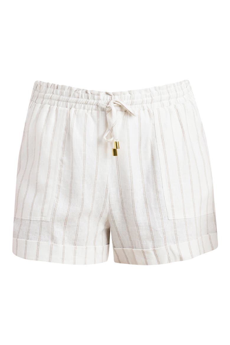 Delphine Coast Linen Blend Cover-Up Shorts, Alternate, color, CREAM