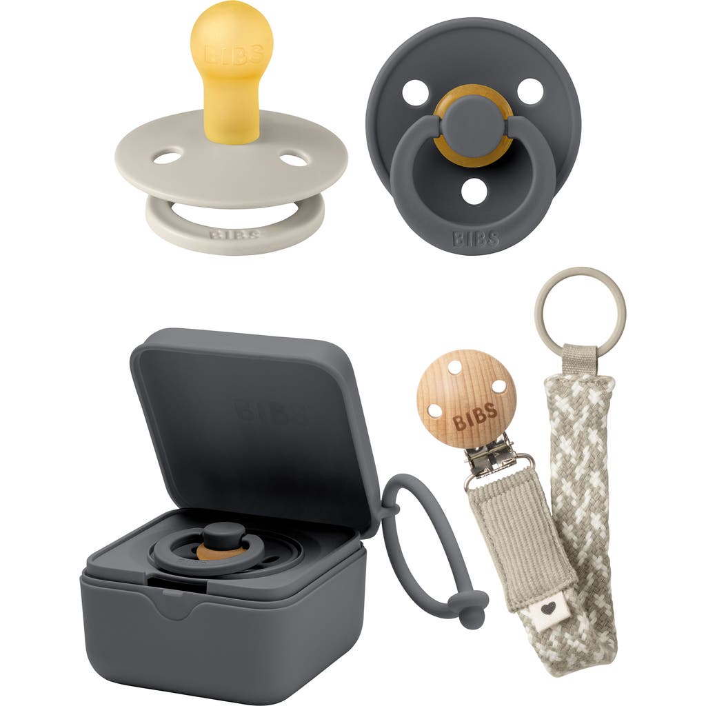 BIBS Pacifer, Pacifier Box & Pacifier Clip Set in Sand/Iron/Ivory at Nordstrom