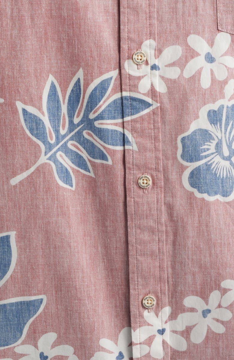 Reyn Spooner Old School Floral Short Sleeve Button-Down Cotton Sport Shirt, Alternate, color, Vintage Red