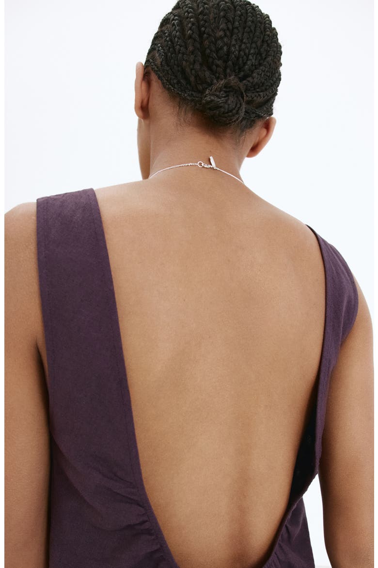 Open Back Linen Blend Romper, Alternate, color, PURPLE