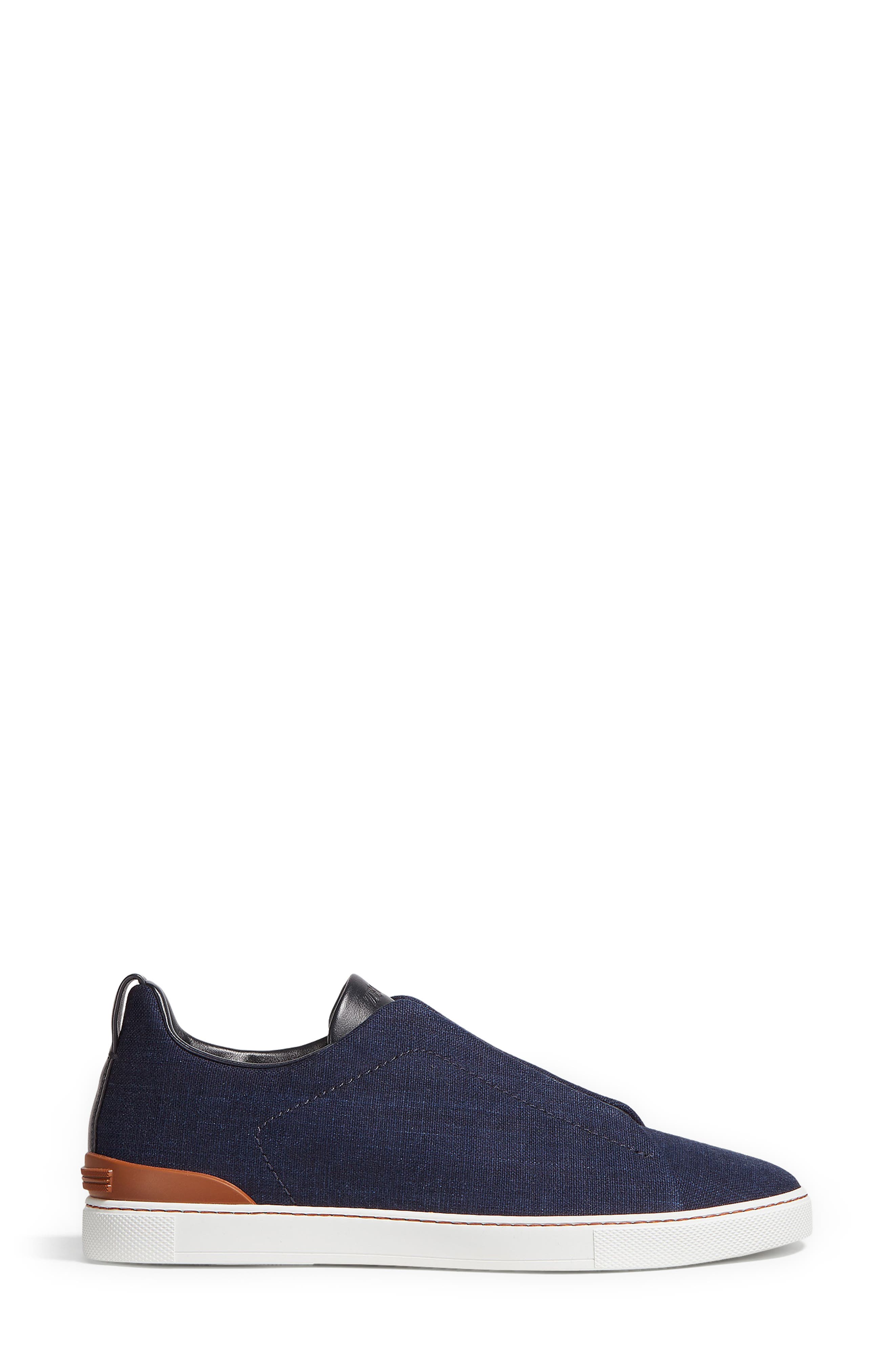 ZEGNA Triple Stitch Denim Slip-On Sneaker, Alternate, color, 