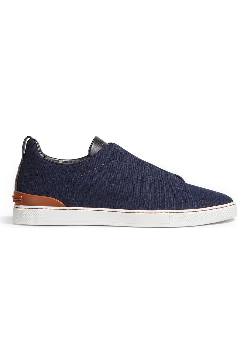 ZEGNA Triple Stitch Denim Slip-On Sneaker, Alternate, color,