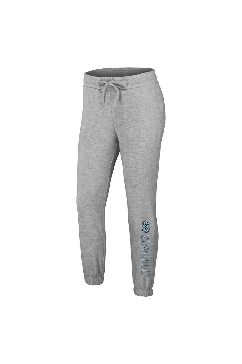 Women's WEAR by Erin Andrews Heather Gray Seattle Kraken Knit Long Sleeve Tri-Blend T-Shirt & Pants Sleep Set, Alternate, color, Heather Gray