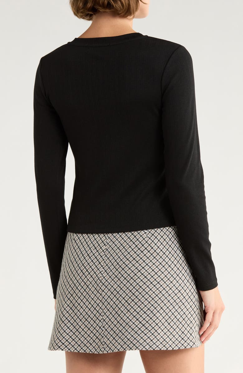 Elodie Pointelle Stitch Button-Up Top, Alternate, color, Black