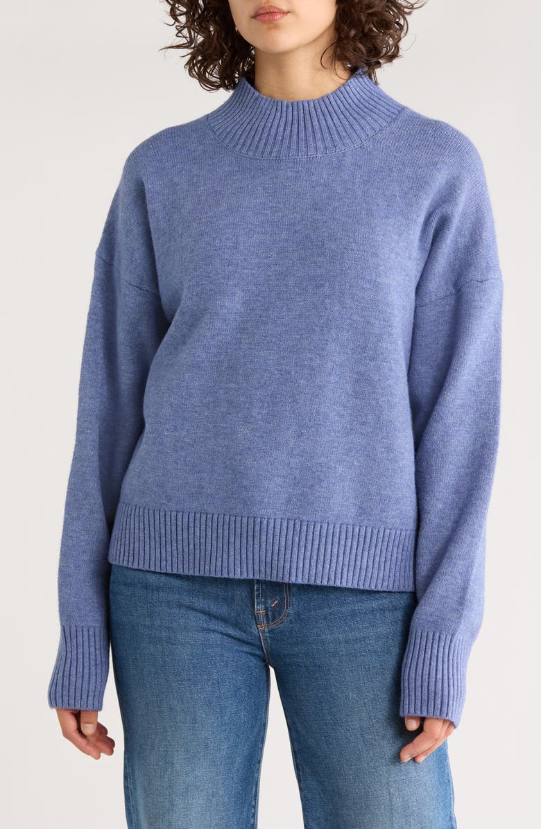 TRUTH Mock Neck Pullover Sweater, Main, color, Denim Heather