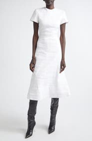 Brandon Maxwell The Ridley Short Sleeve Midi Dress