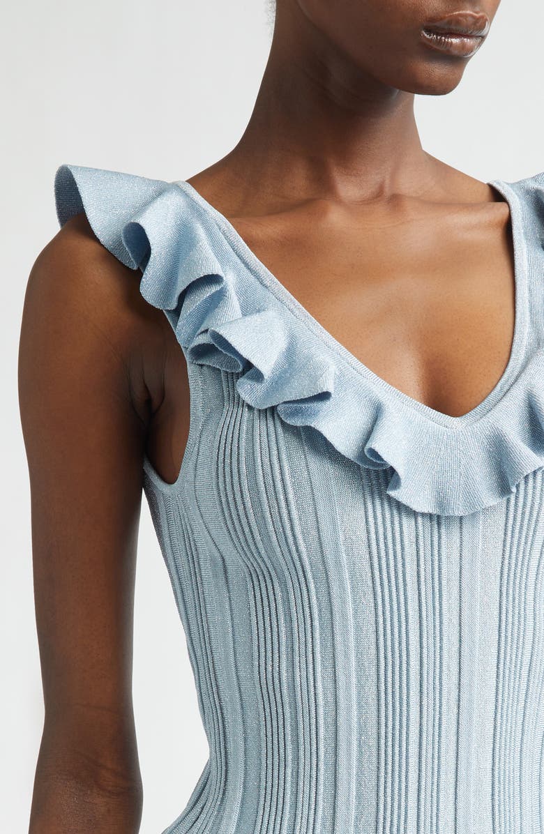 Zimmermann Aster Metallic Frill Sweater Tank, Alternate, color, Metallic Blue