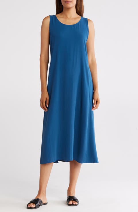 Scoop Neck Sleeveless Silk Dress