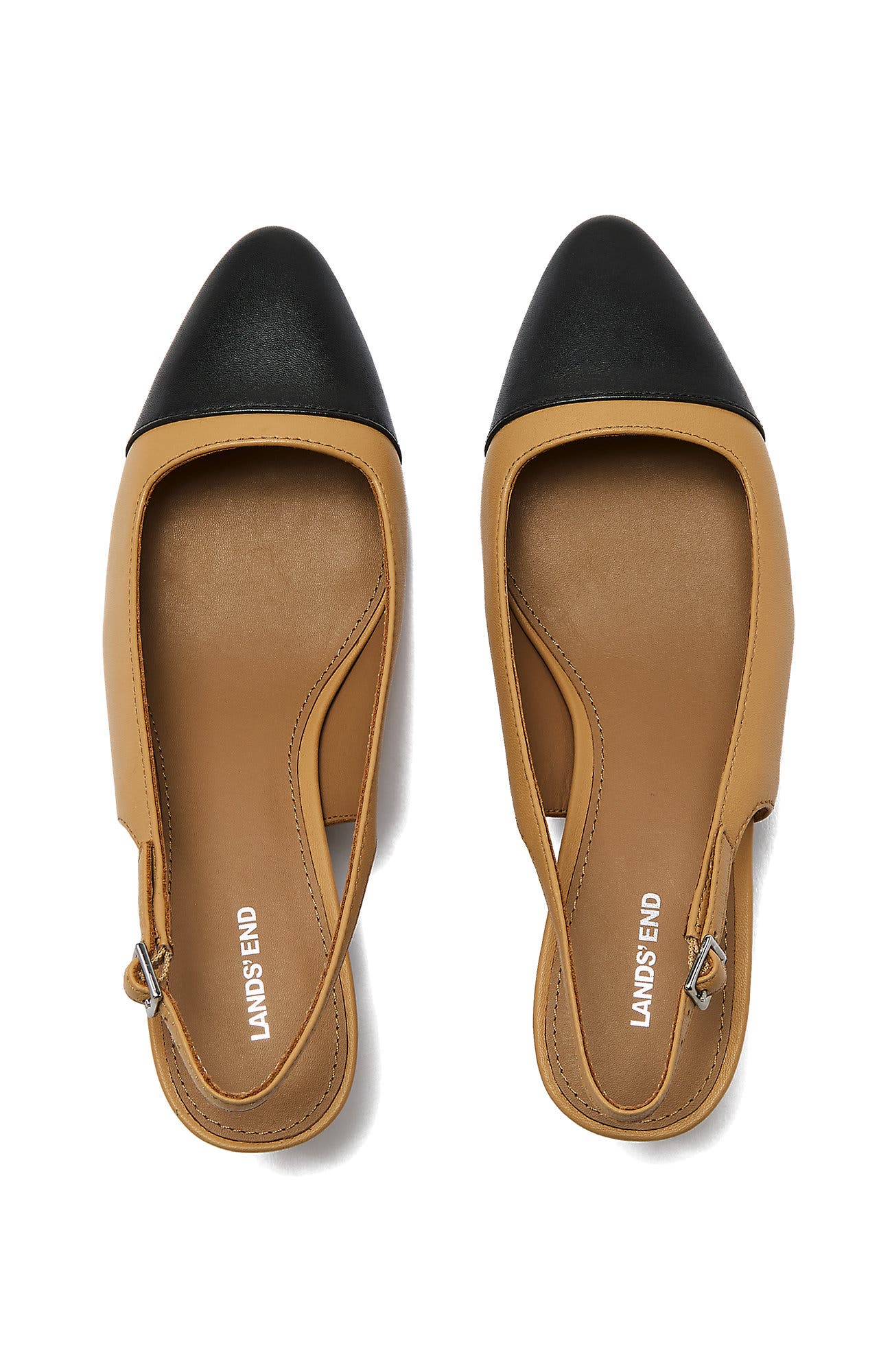 Leather Slingback Cap Toe Kitten Heels - image 4