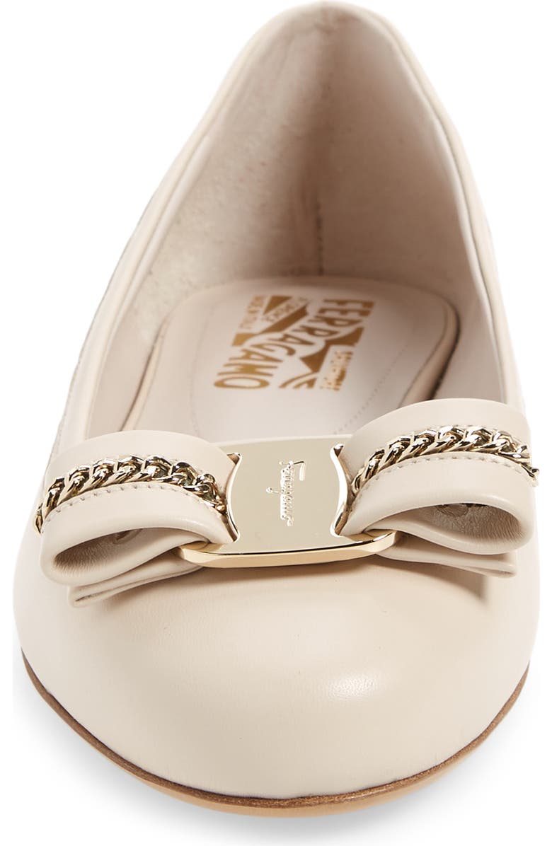 FERRAGAMO Salvatore Ferragamo Varina Lux Chain Bow Flat, Alternate, color,