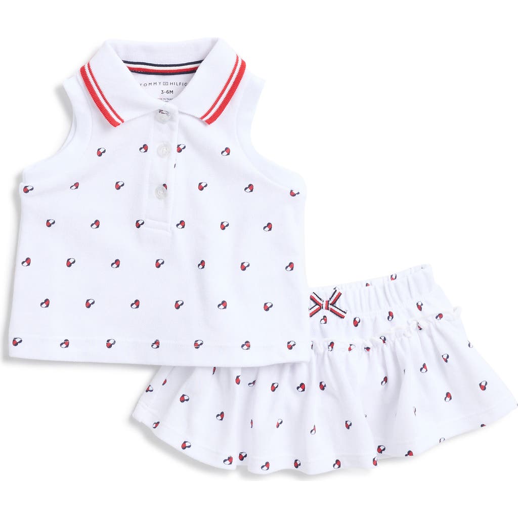 Shop Tommy Hilfiger Logo Print Polo & Skort Set In White