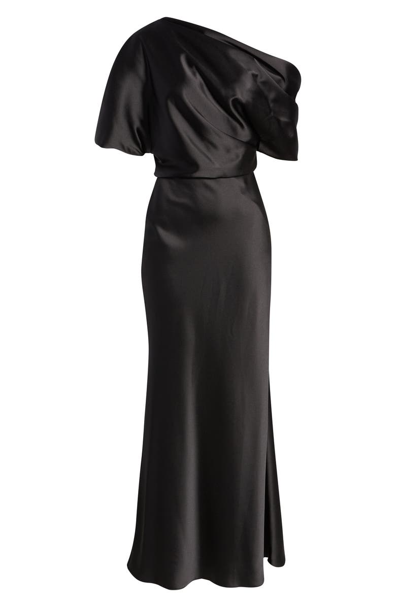 Amsale One-Shoulder Fluid Satin Gown, Alternate, color,