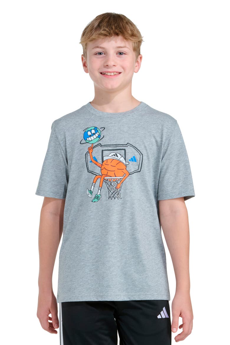Kids' Basketball Doodle Graphic T-Shirt, Alternate, color, GREY HEATHER