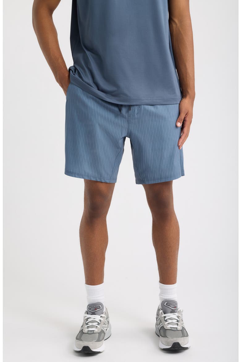 Runner Tech Pinstriped Performance Shorts, Main, color, NAVY