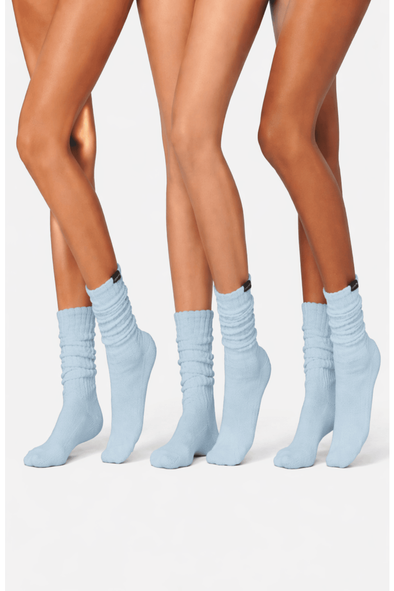 3 Pairs of Scrunch Socks, Main, color, Powder Blue