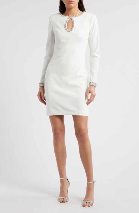 Embellished Long Sleeve Cocktail Dress