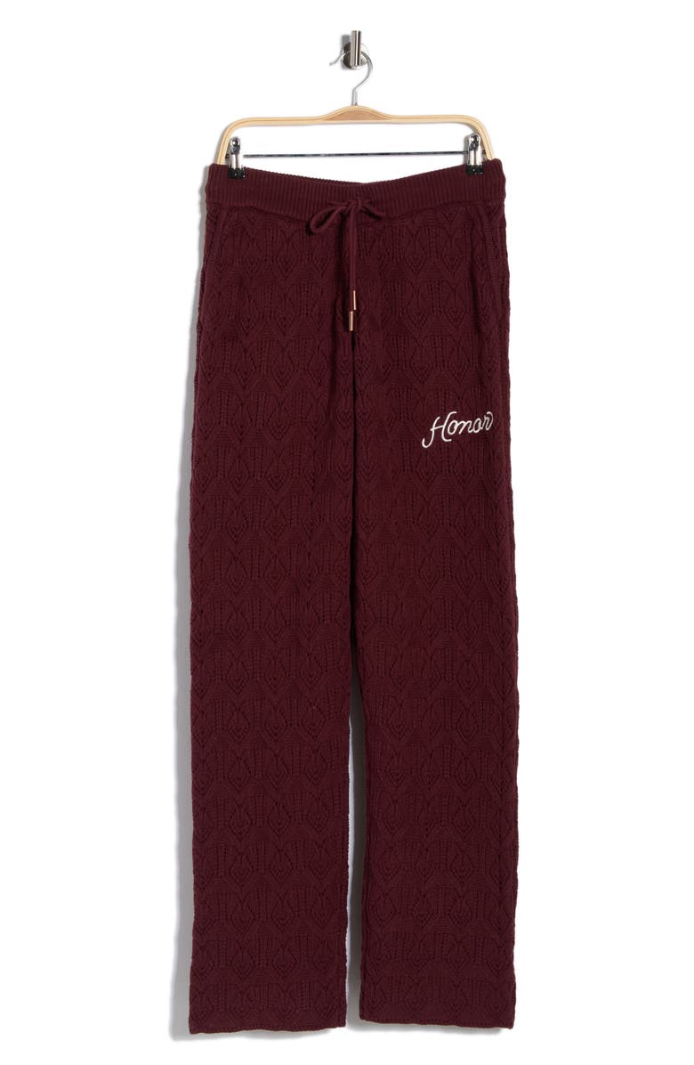 HONOR THE GIFT Cable Knit Pants, Main, color, Berry