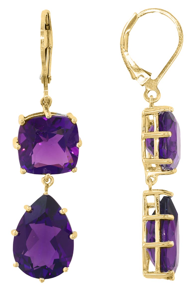Amethyst Double Drop Earrings, Alternate, color, PURPLE