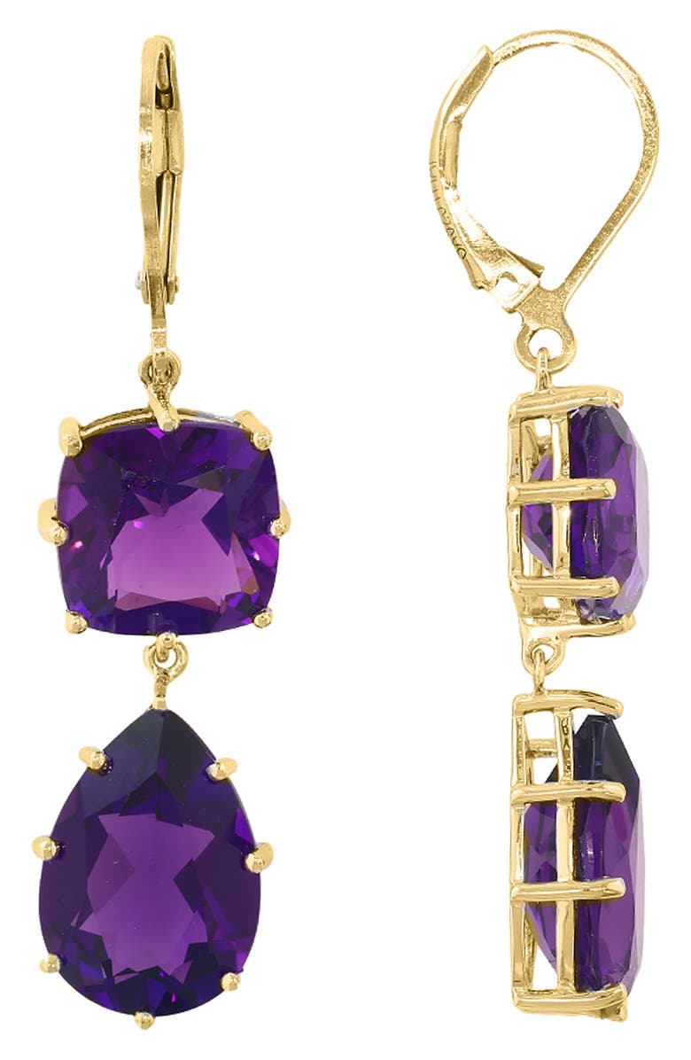 EFFY Amethyst Double Drop Earrings, Alternate, color, Purple