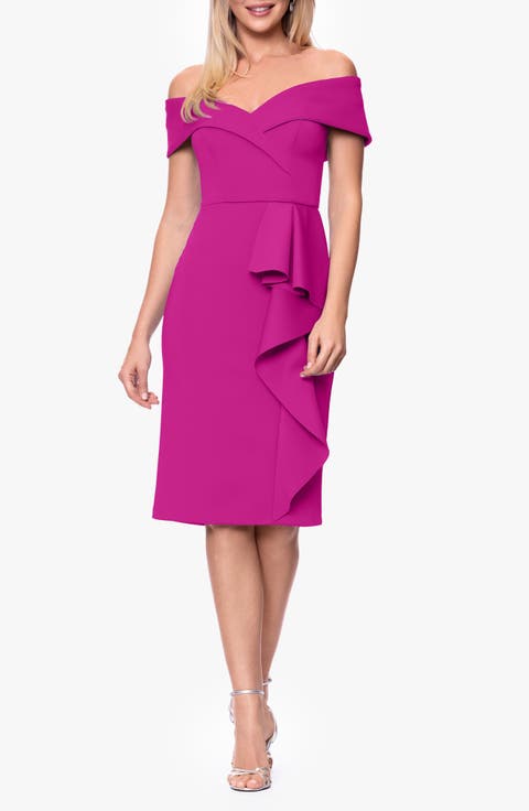 Off the Shoulder Scuba Cocktail Dress