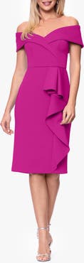 Xscape Evenings Off the Shoulder Scuba Cocktail Dress