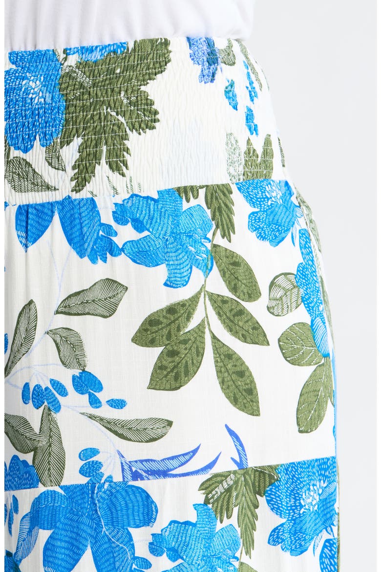 Zurie Floral Tovia Smocked Pants, Alternate, color, WHT-BLUE-GREEN