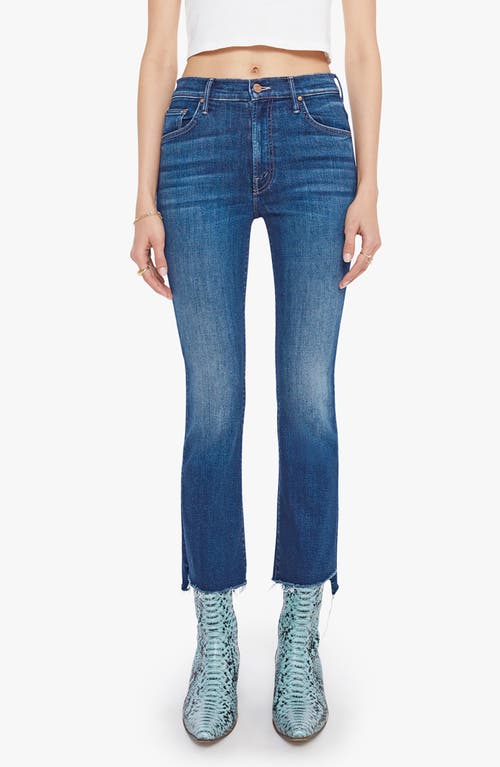 Mother The Insider High Waist Step Frayed Hem Crop Jeans In Blue