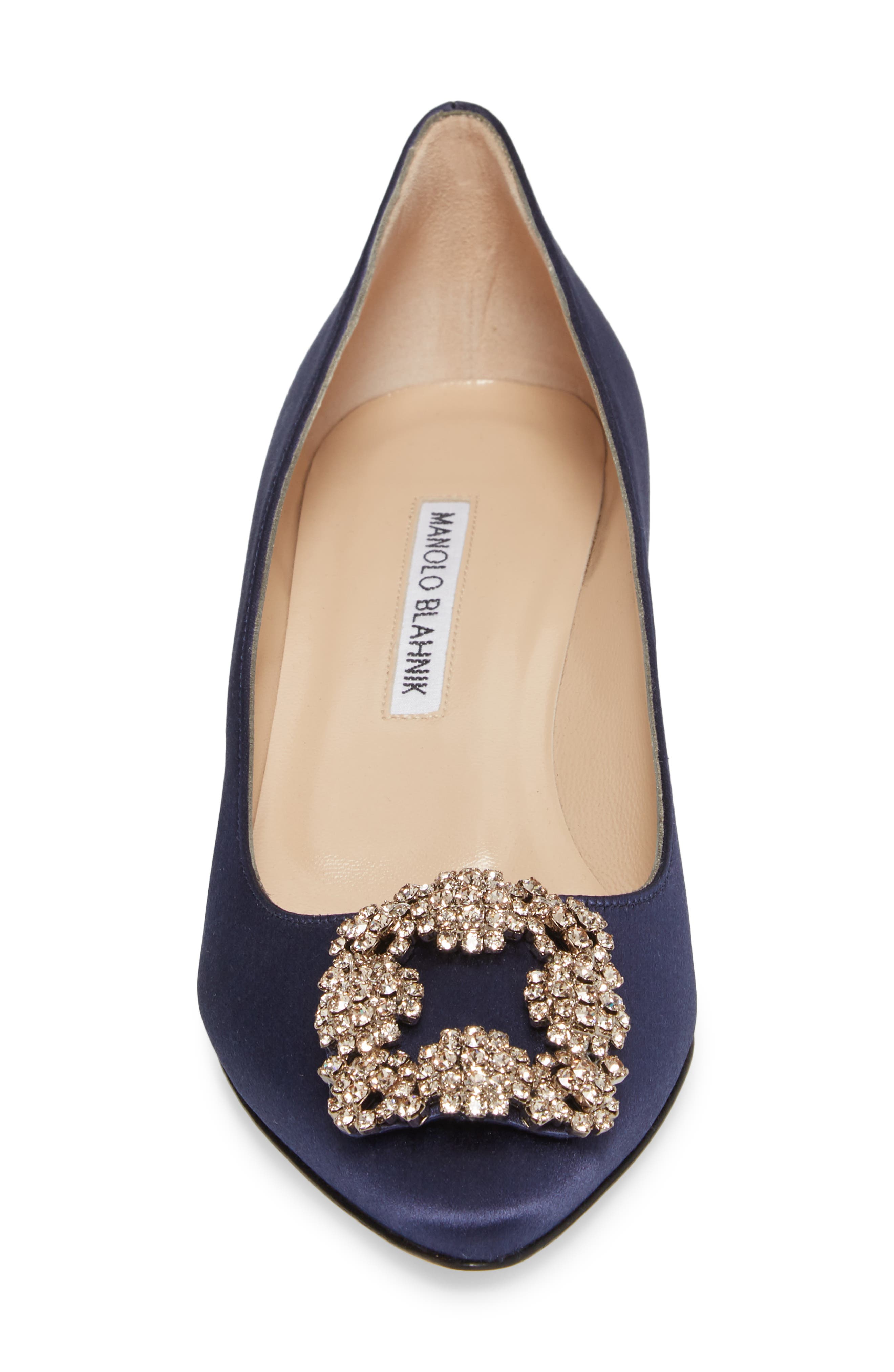 Manolo Blahnik Hangisi Crystal Embellished Pointed Toe Pump, Alternate, color, 
