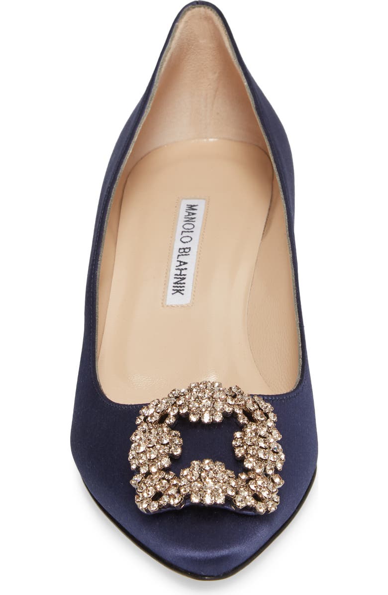 Manolo Blahnik Hangisi Crystal Embellished Pointed Toe Pump, Alternate, color,