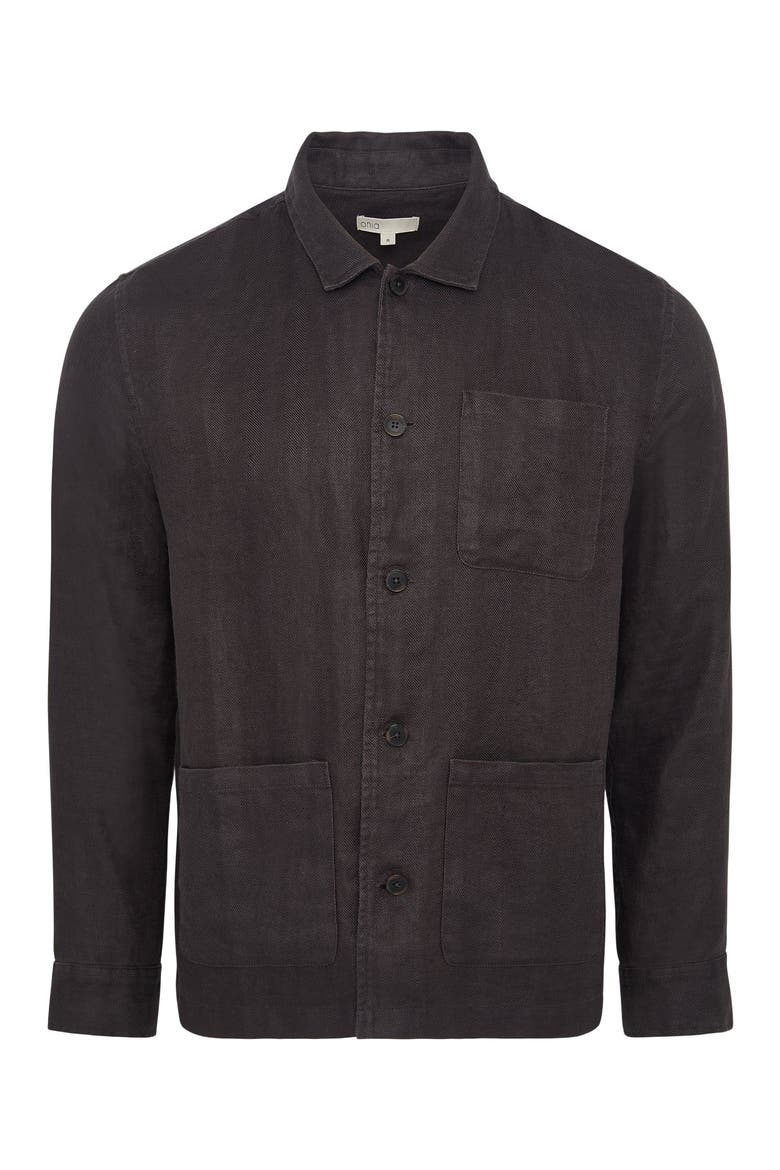 Linen Herringbone Overshirt, Alternate, color, Carbon