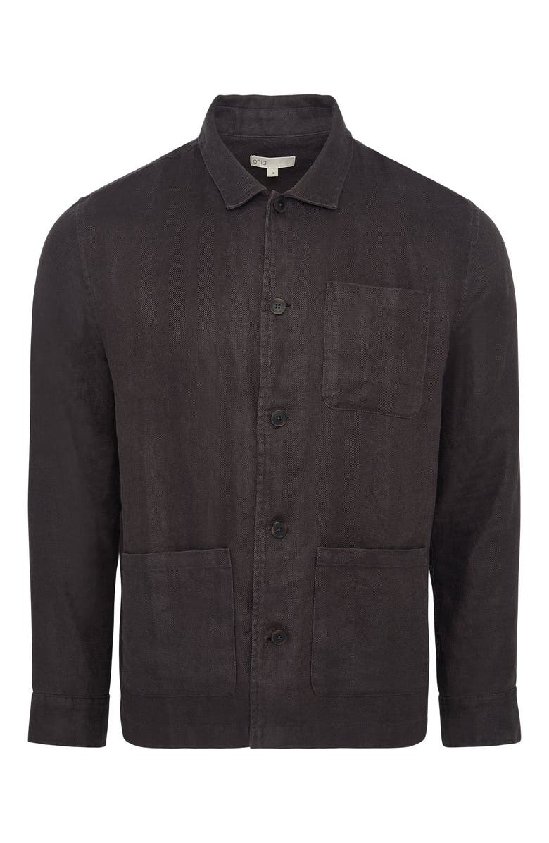 Onia Linen Herringbone Overshirt, Alternate, color, Carbon