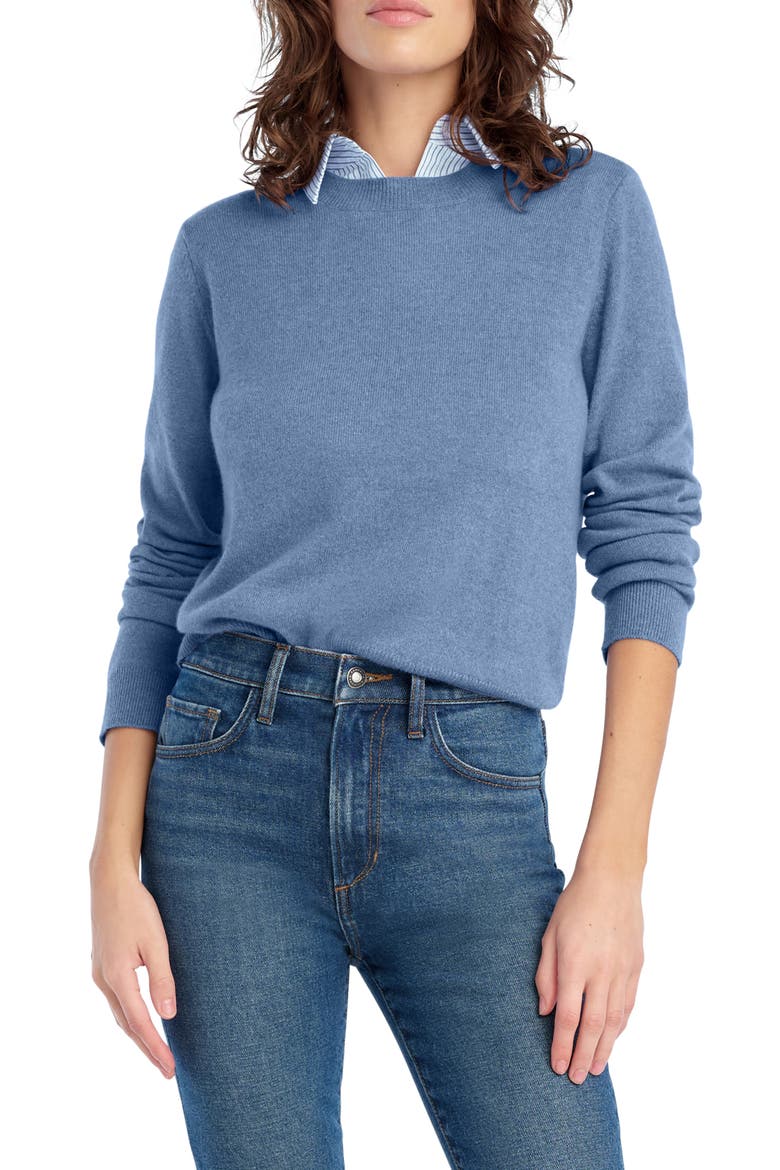Cashmere Crewneck Sweater, Main, color, RIVER BLUE