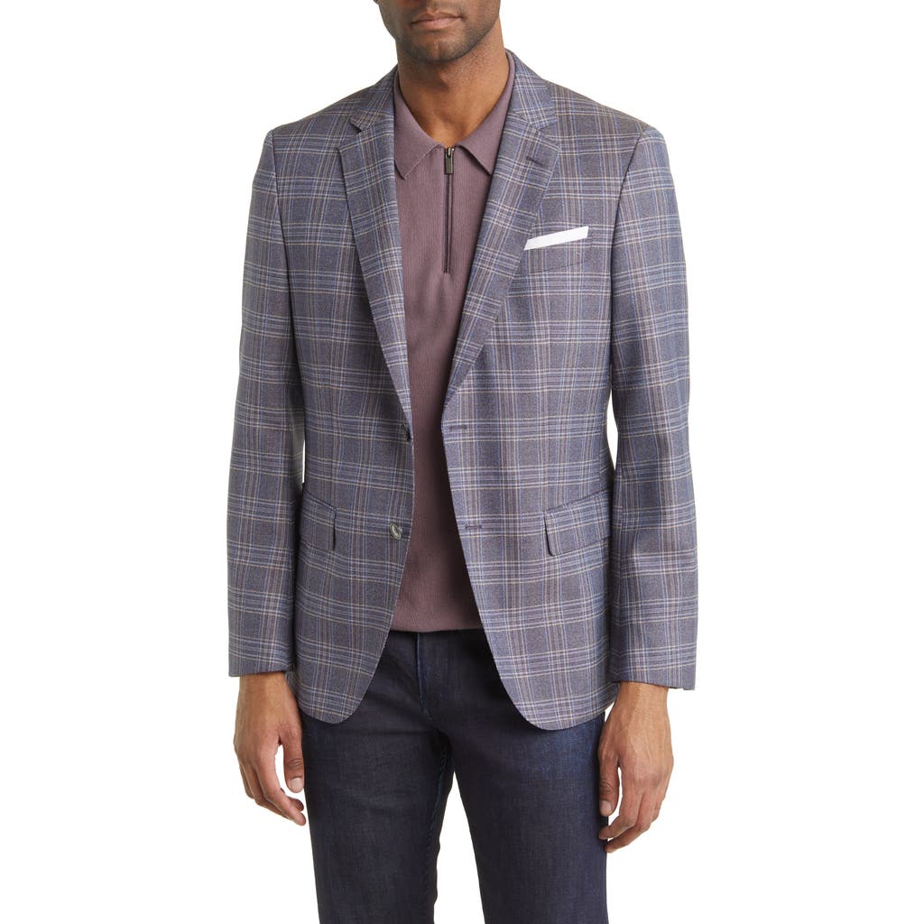Shop Hugo Boss Boss Hutson Plaid Wool Sport Coat In Purple/navy