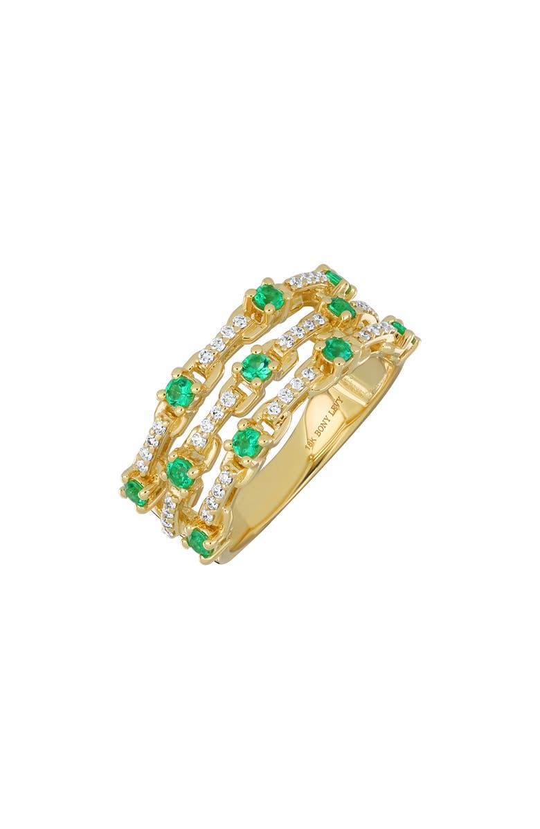 Bony Levy El Mar Emerald & Diamond 18K Gold Ring, Main, color, 18K Yellow Gold Emerald