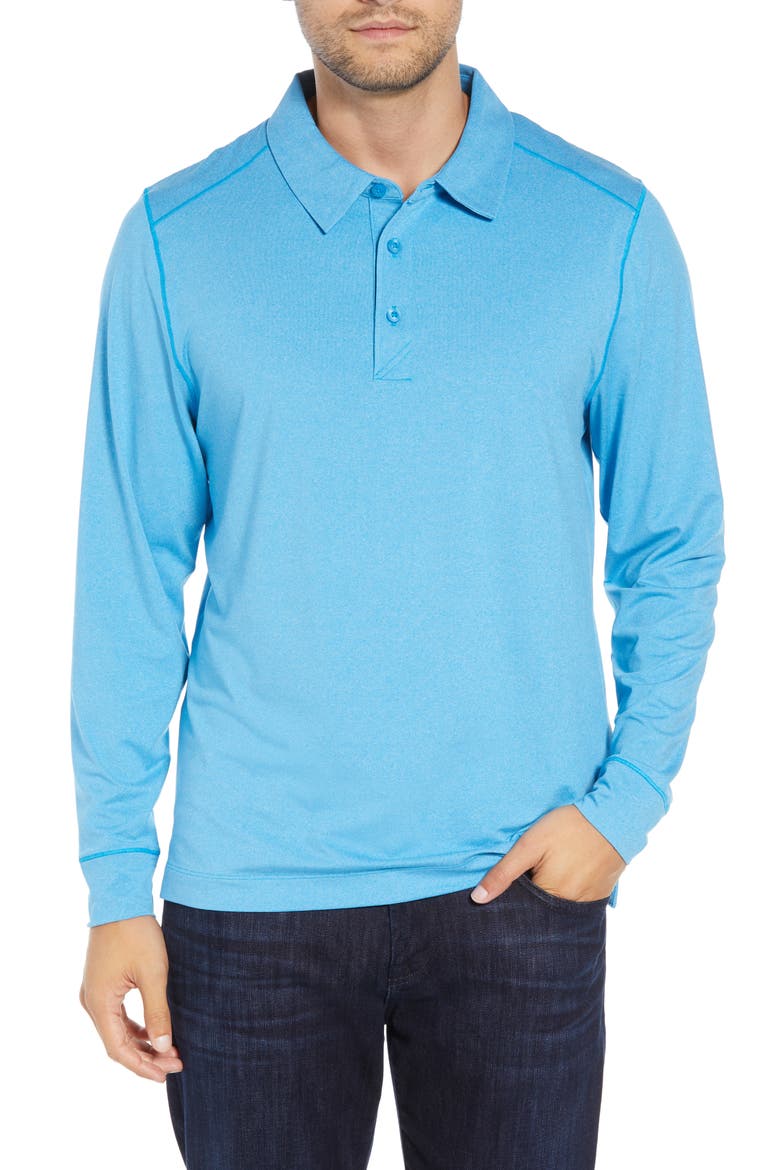 Matthew DryTec Long Sleeve Polo, Main, color, ORBIT HEATHER