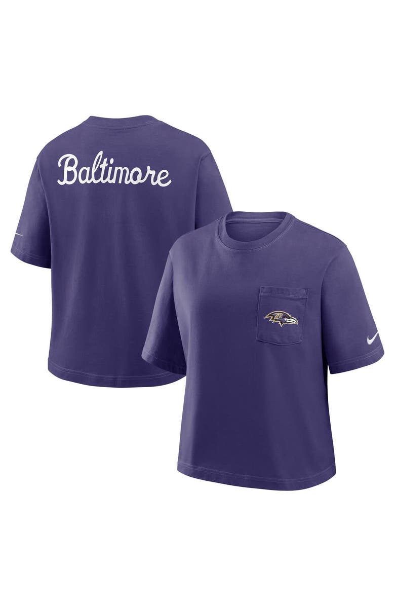 Nike Women's Nike Purple Baltimore Ravens Rewind Pocket Boxy T-Shirt, Alternate, color, Purple