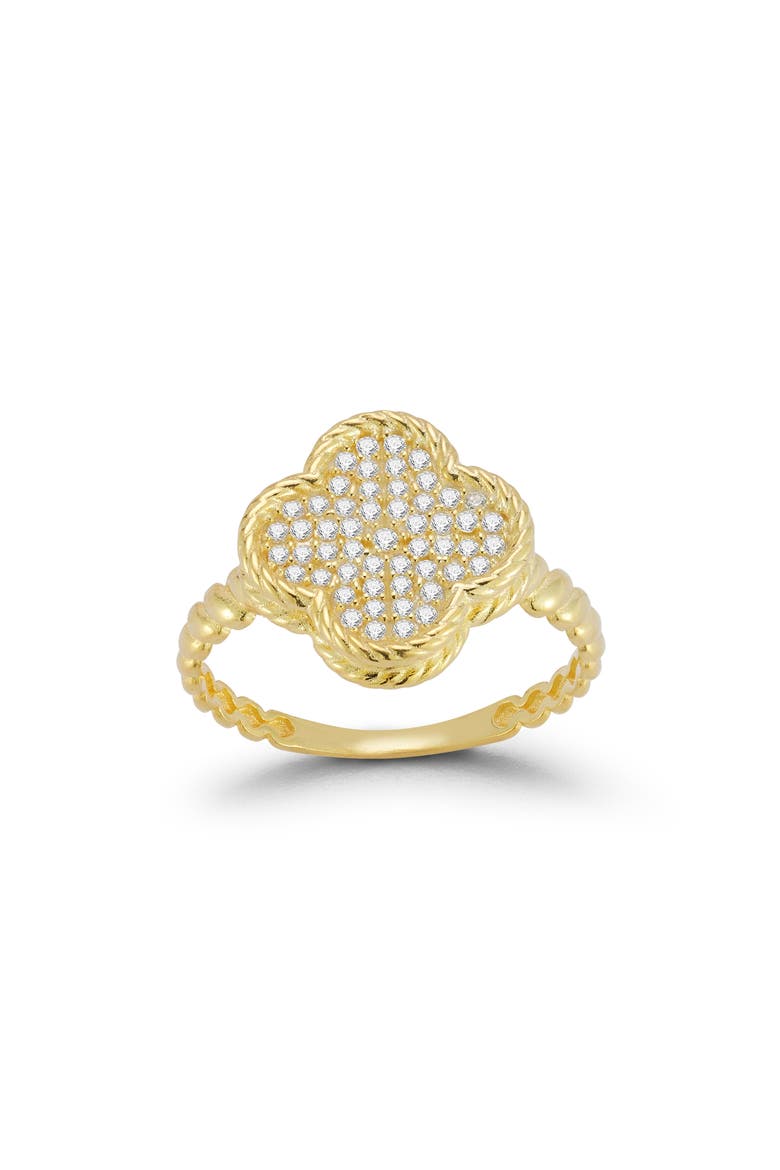 Pavé Clover Ring, Main, color, GOLD