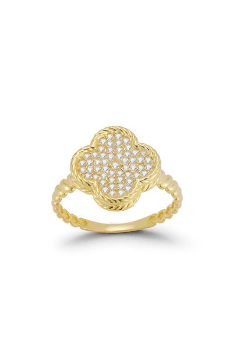 Pavé Cubic Zirconia Clover Ring