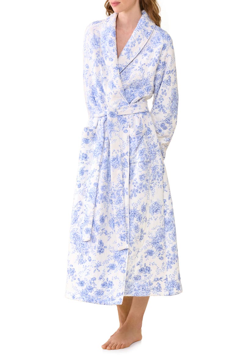 Floral Ballet Wrap Robe, Alternate, color, WHITE/BLUE FLOWER