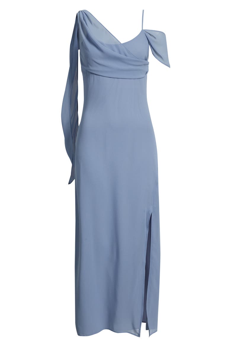 Asymmetric Chiffon Dress, Alternate, color, BLUE UMBRA