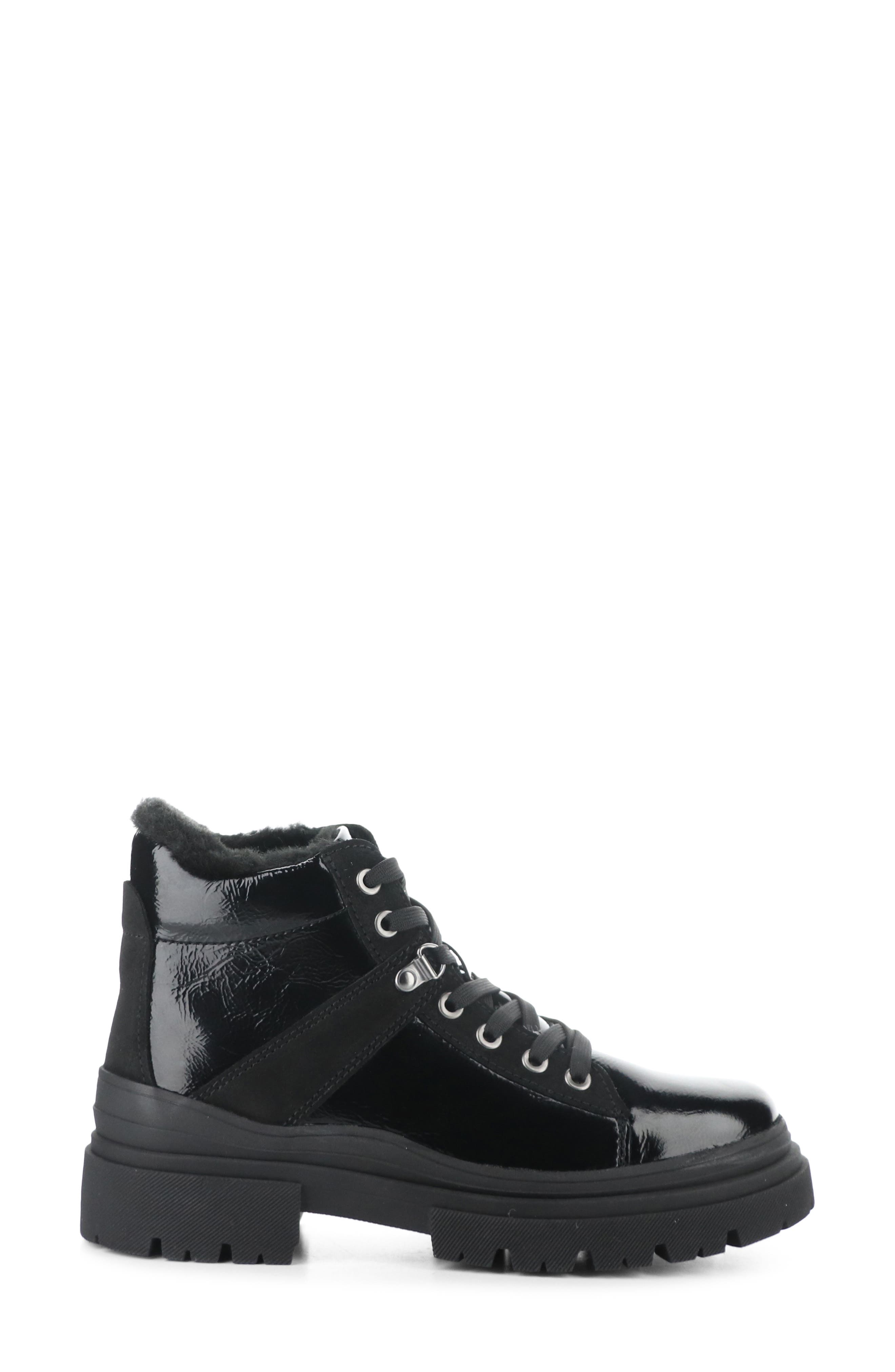 Bos. & Co. River Waterproof Platform Ankle Boot, Alternate, color, Black Patent/ Murta Faux Fur