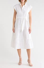 Maggy London Tie Waist Stretch Cotton Shirtdress