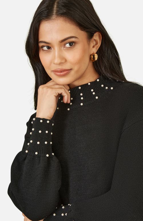 Yumi Bead Detail Knitted Sweater Dress In Black